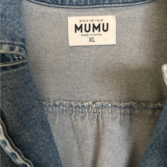 SHOW ME YOUR MUMU WOMEN'S OUTLAW MEDIUM WASH DENIM MINI DRESS Size XL - Picture 8 of 8